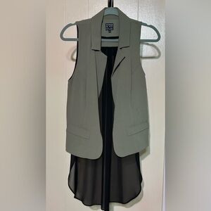 Guess Olive Green Sleeveless Vest with Black Sheer Back